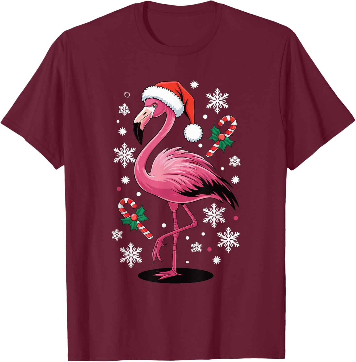 Flamingo Christmas T-Shirt - T-Shirt | Maroon