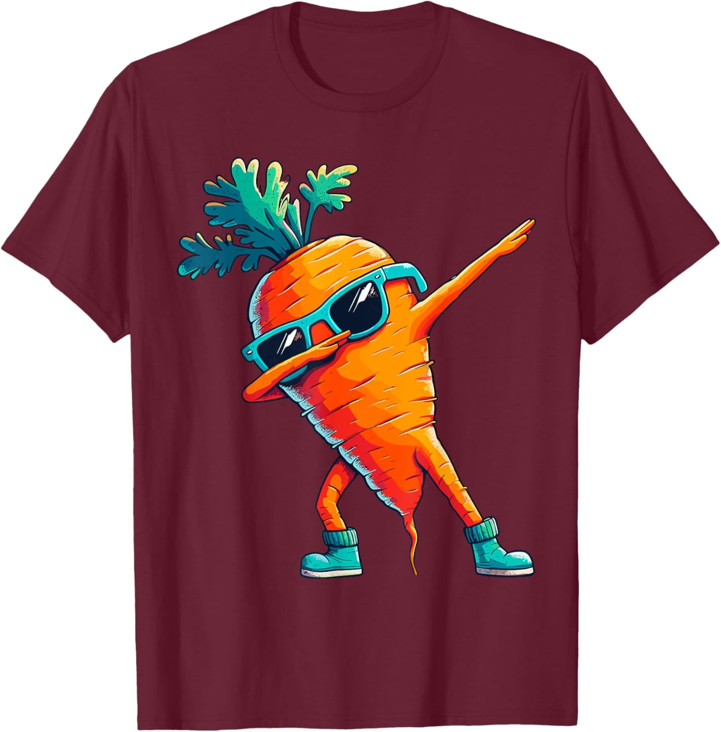 Carrot Dabbing Dance Sunglasses Fruit Lovers T-Shirt - T-Shirt | Maroon