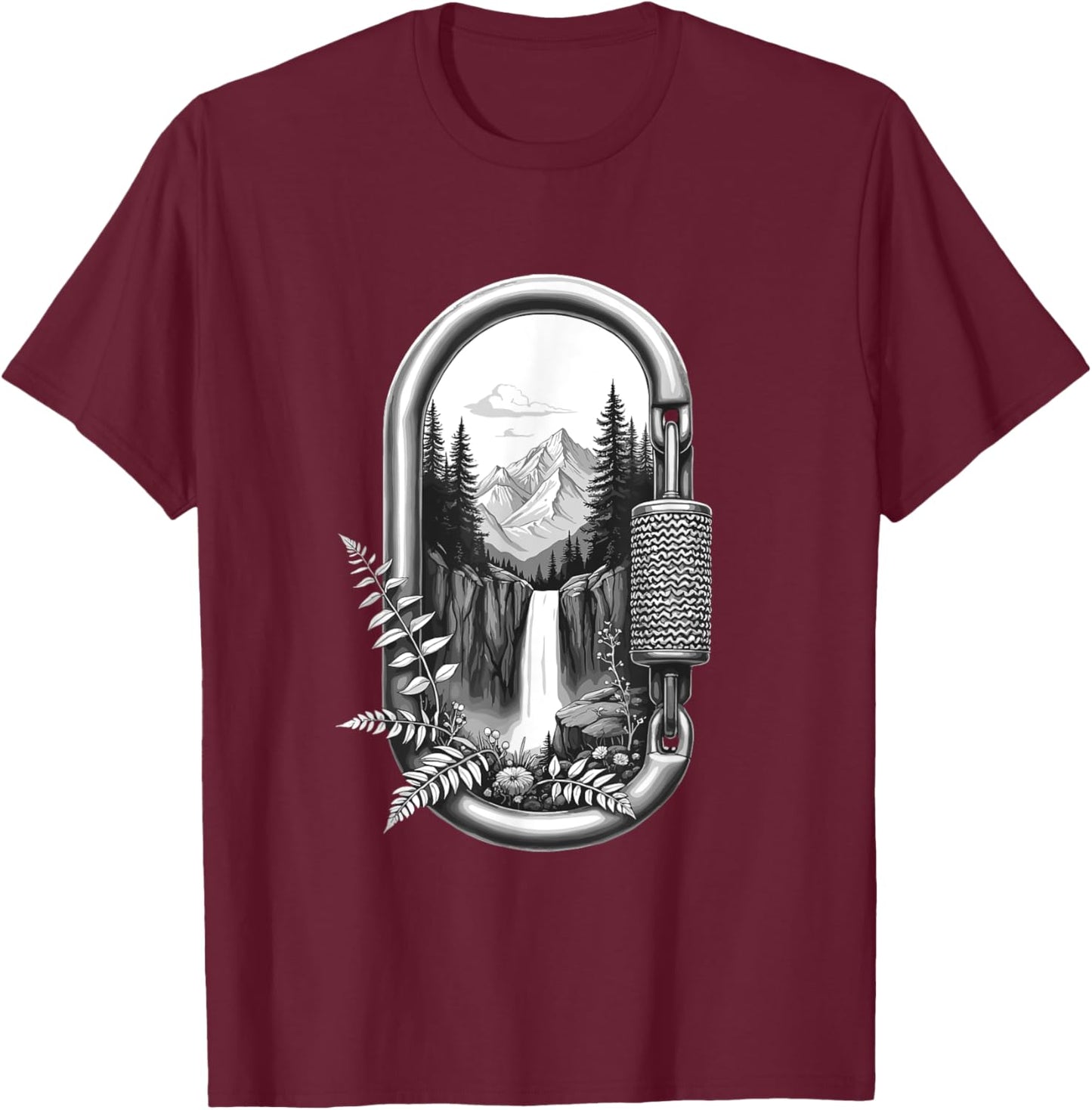 Scenic Mountain in Carabiner Frame T-Shirt - T-Shirt | Maroon