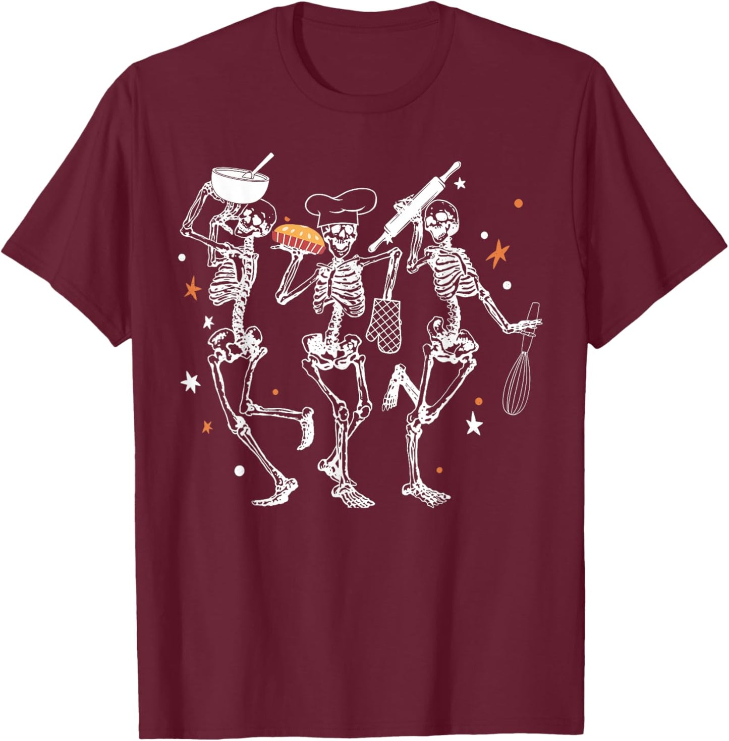 Dancing Skeletons Baking Cookie Baker Pastry Baker T-Shirt - T-Shirt | Maroon