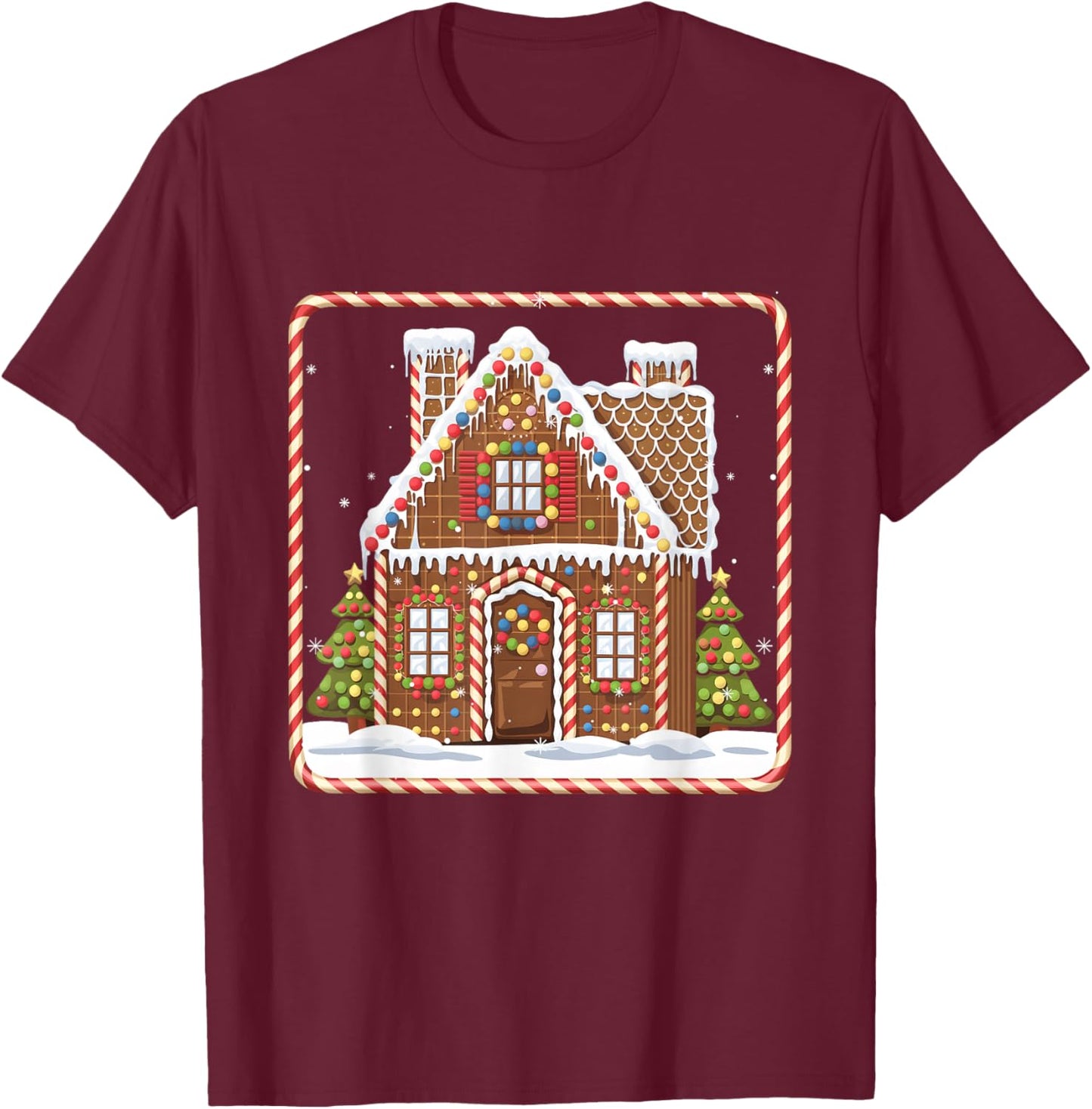 Gingerbread Cookies Christmas Baking Gingerbread House T-Shirt - T-Shirt | Maroon