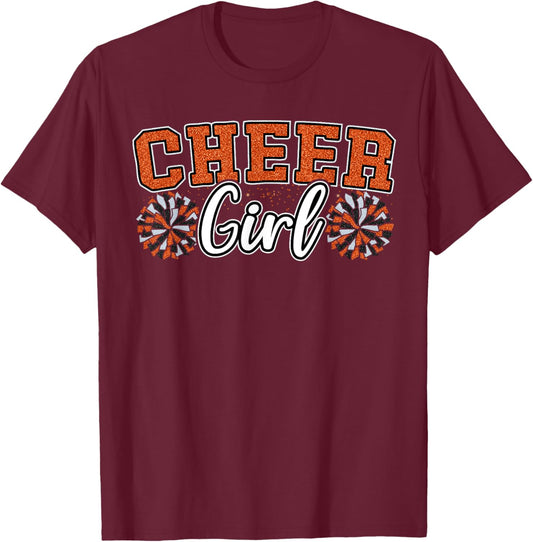 Cheer Girl Funny Cheerleader Cheerleading Practice Orange T-Shirt - T-Shirt | Maroon