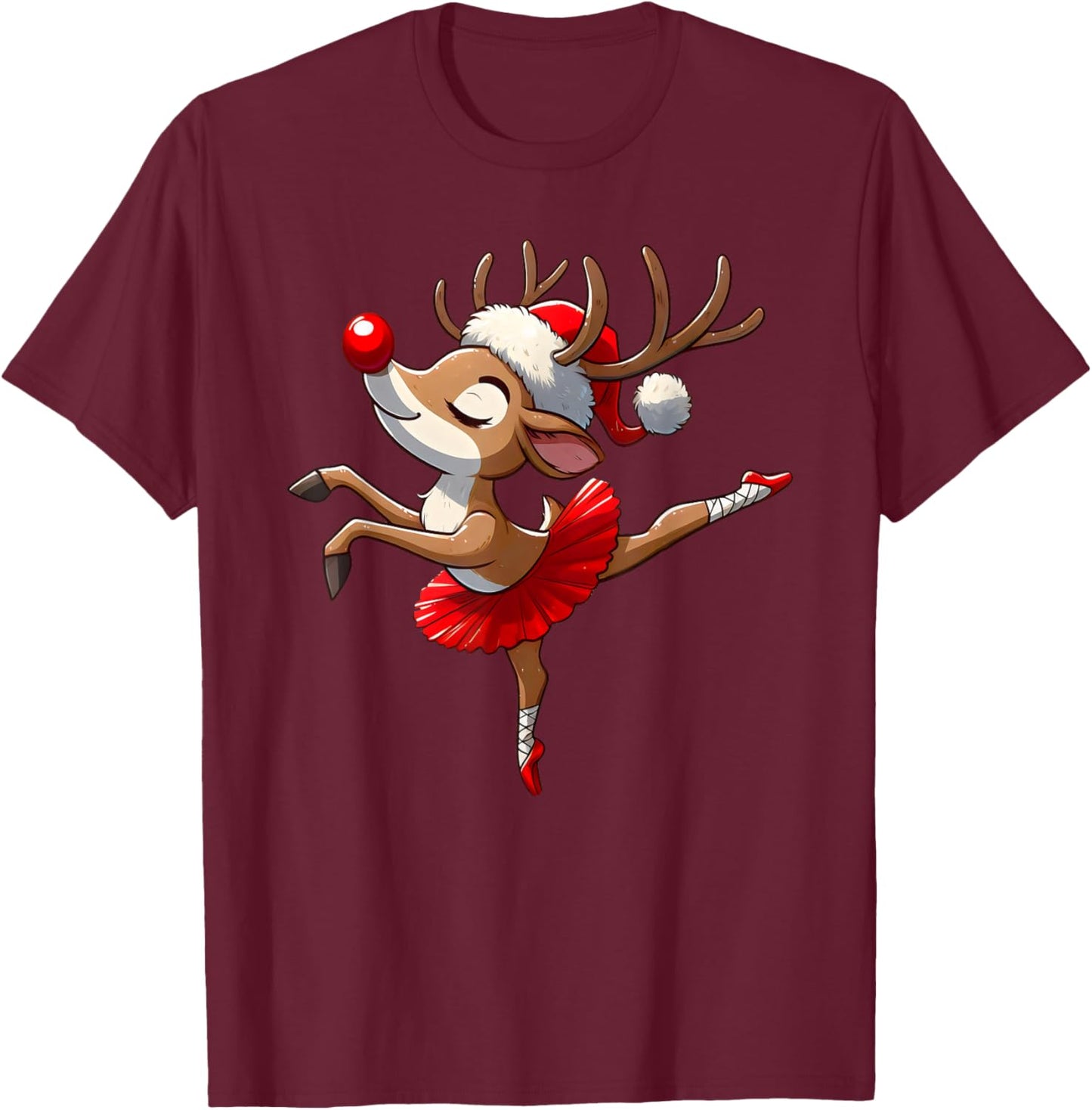 Merry Christmas Ballet Reindeer Dancing Ballet Teacher Women T-Shirt - T-Shirt | Maroon