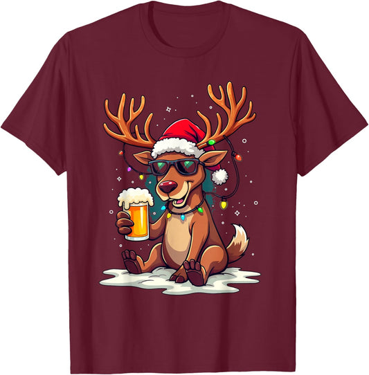 Holiday Reindeer T-Shirt - T-Shirt | Maroon