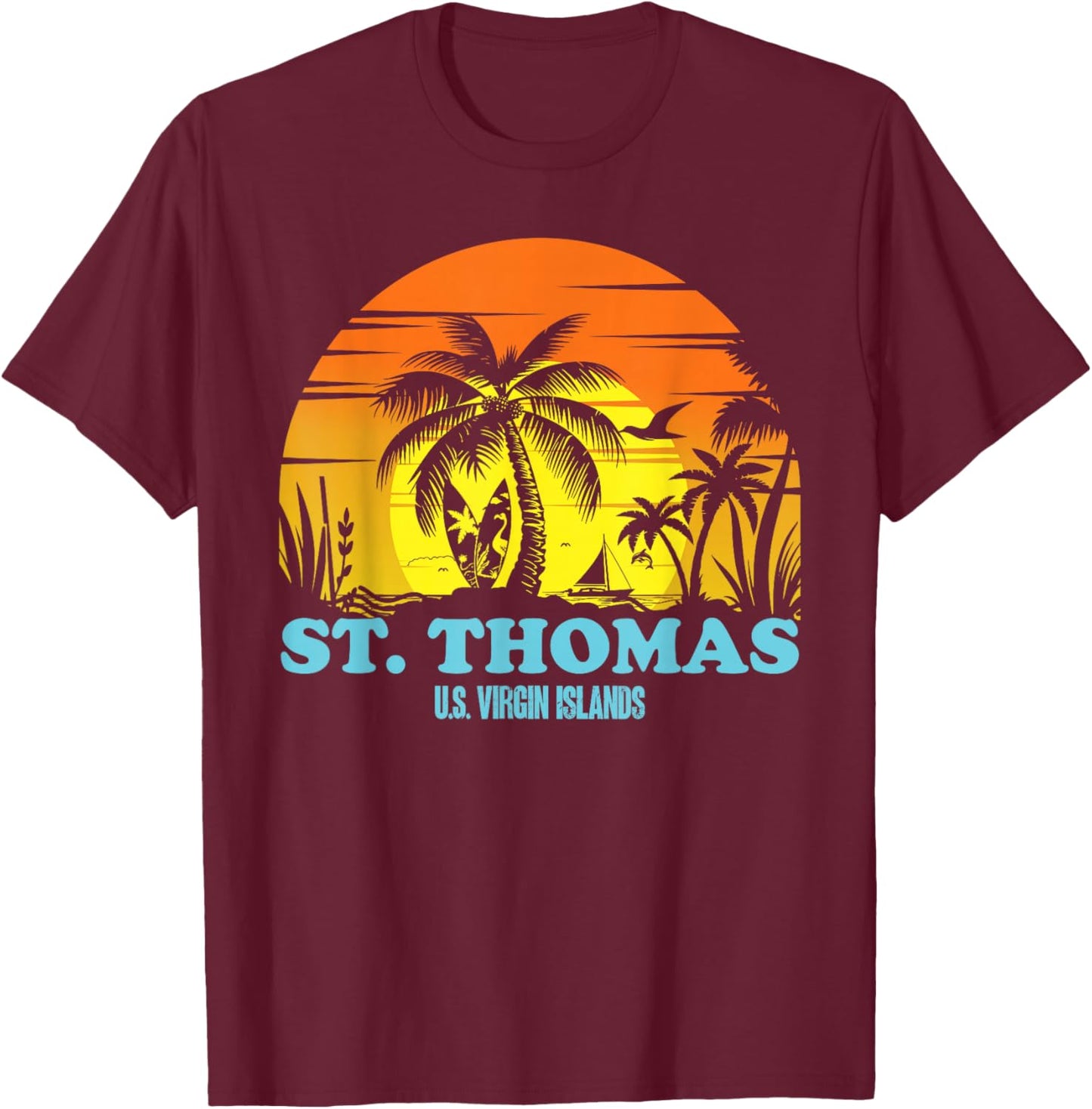 St. Thomas US Virgin Islands Tropical Beach USVI Souvenirs T-Shirt - T-Shirt | Maroon