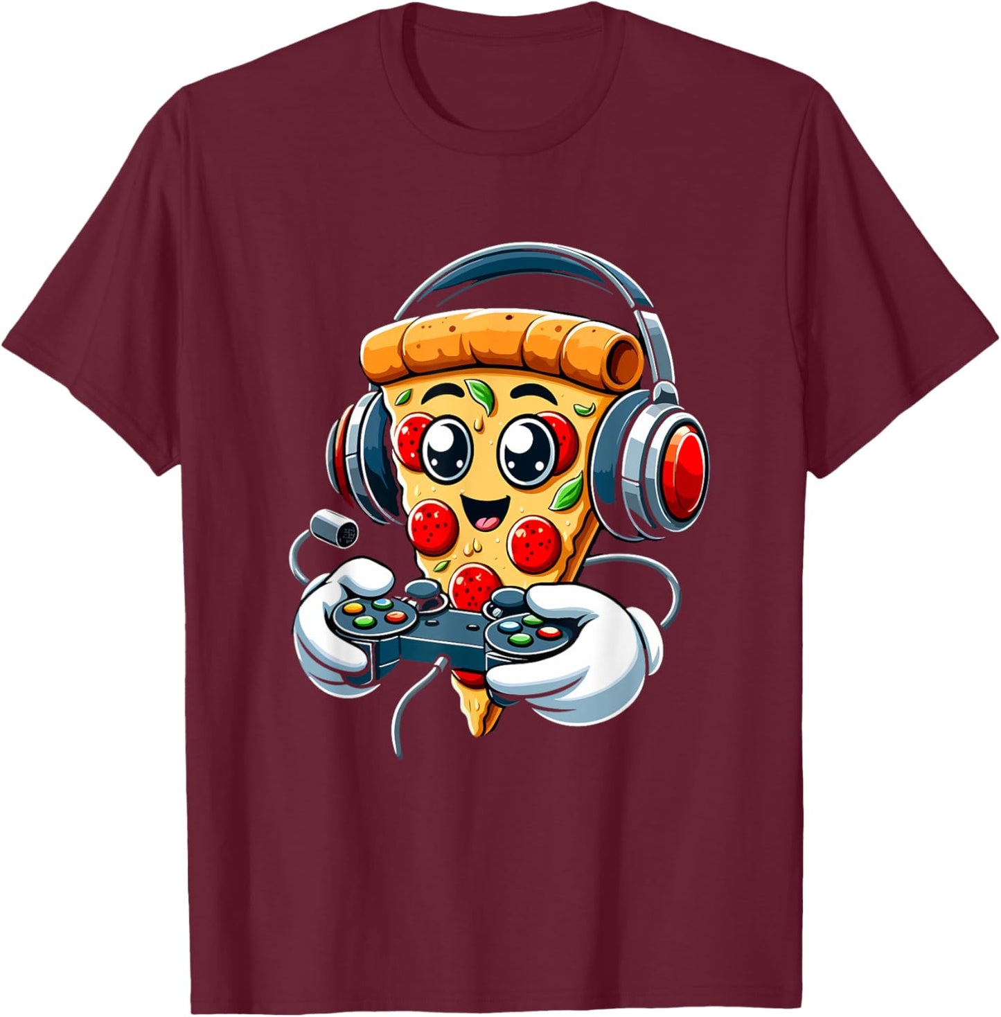 Gamer Pizza Video Gaming Boy Enthusiast Gamer Teen T-Shirt - T-Shirt | Maroon