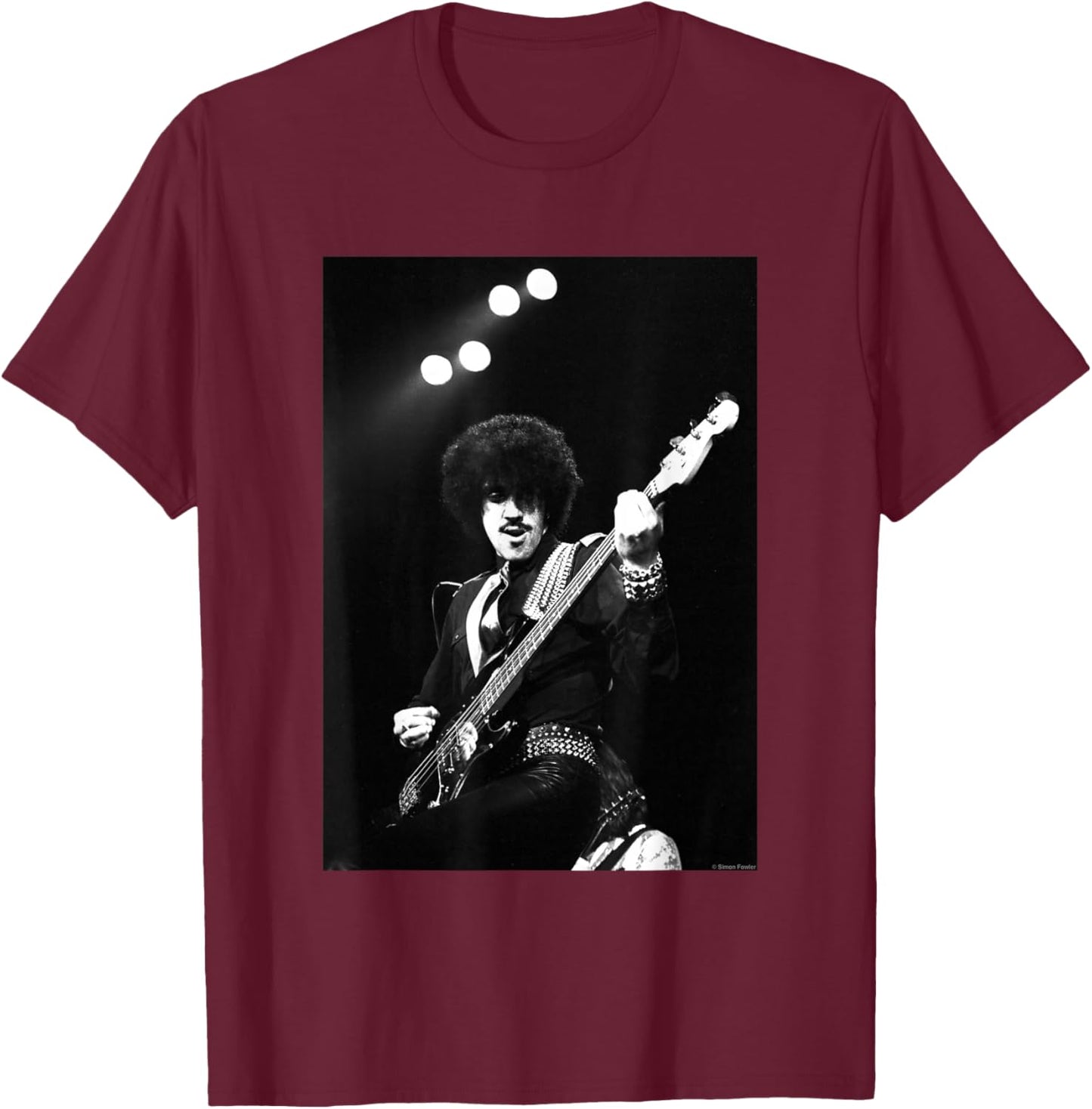 Phil Lynott Of Thin Lizzy Live By Simon Fowler T-Shirt - T-Shirt | Maroon