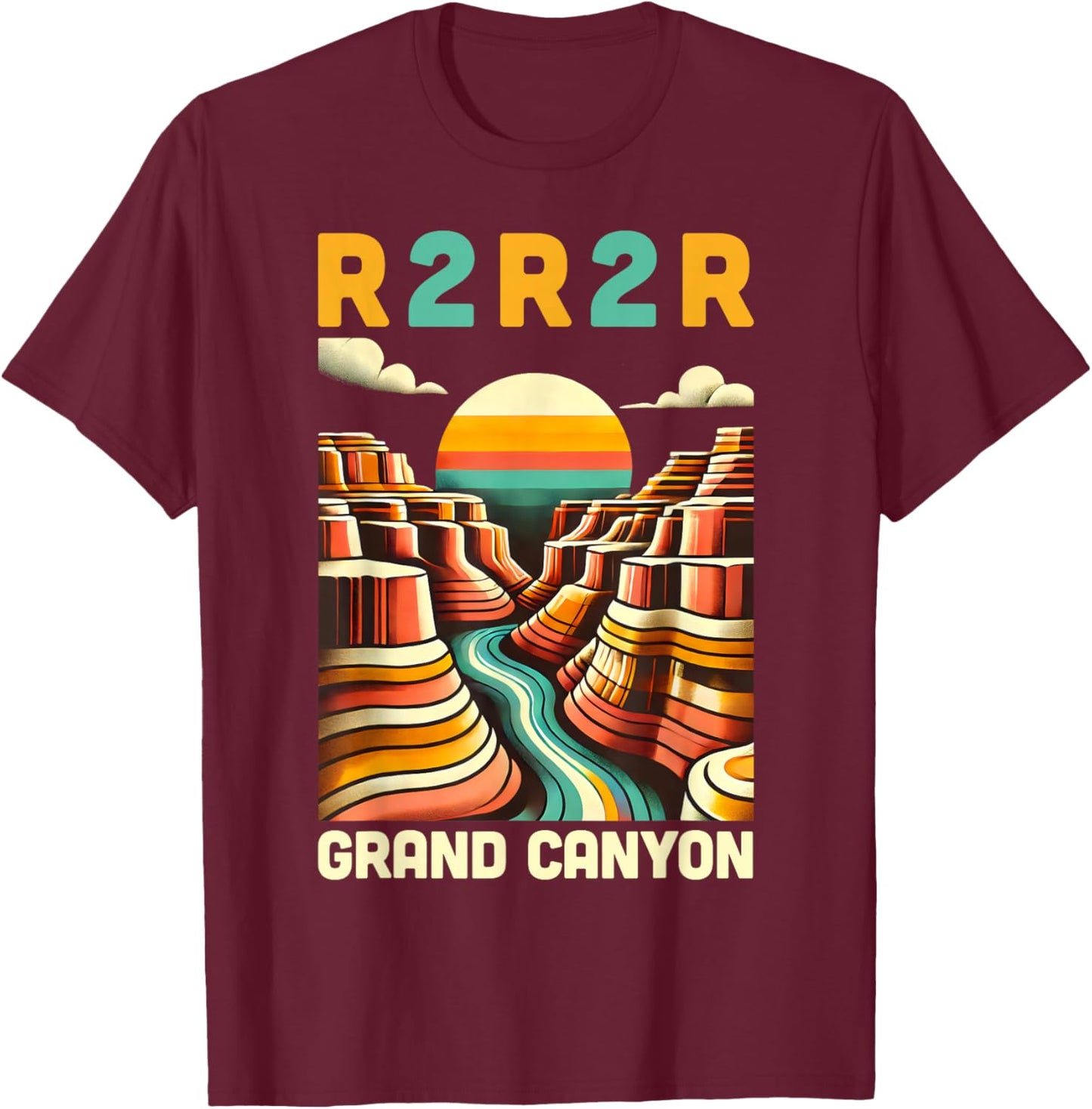 Vintage Rim 2 Rim Grand Canyon Trail Run, R2R2R Run Hiking T-Shirt - T-Shirt | Maroon