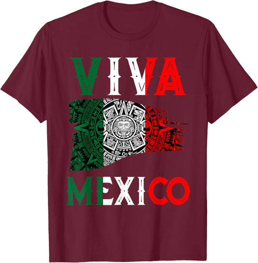 Viva Mexico Flag Kids Toddler Mexican Independence Day T-Shirt - T-Shirt | Maroon