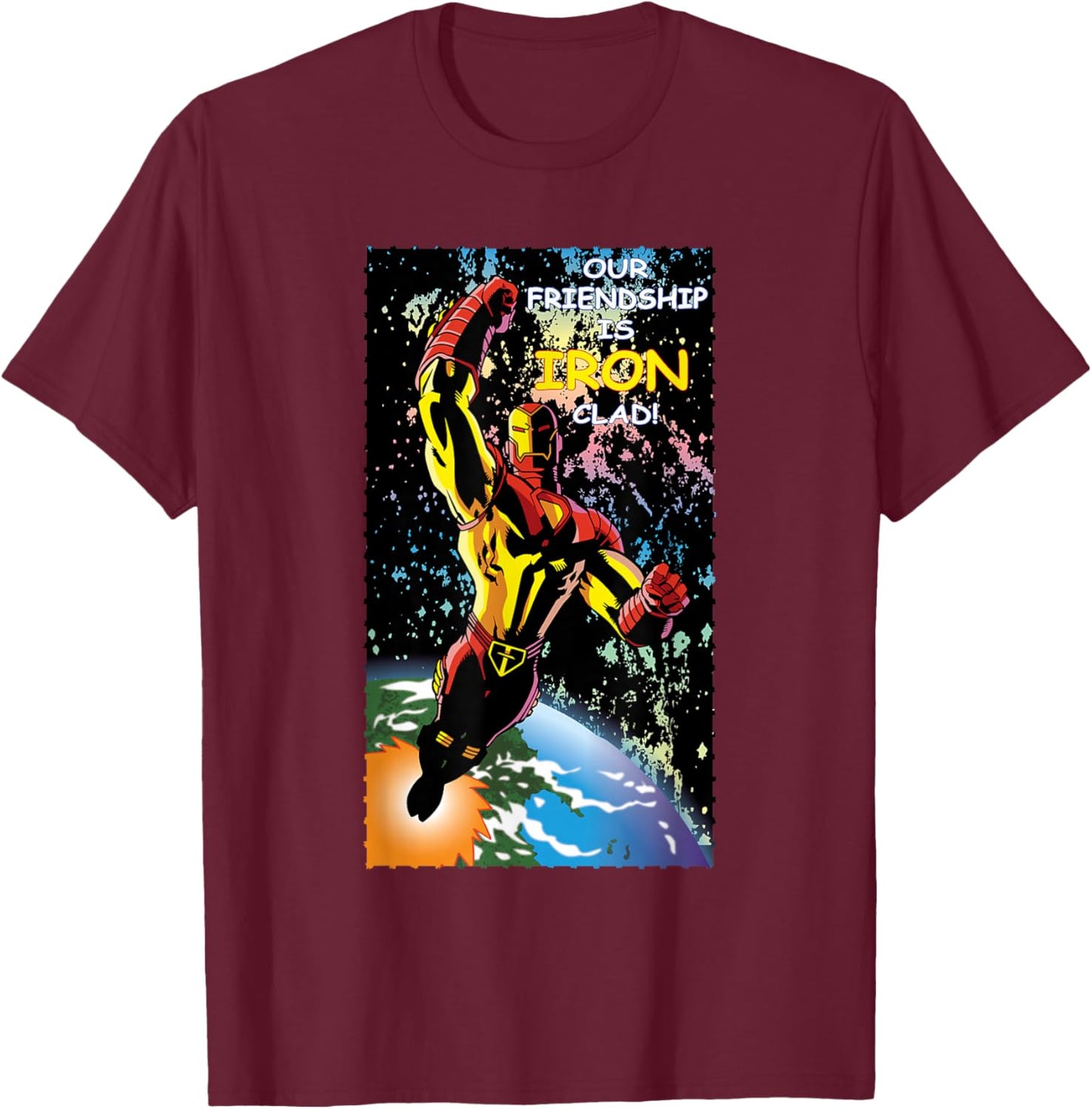 Marvel Retro '90s Valentine's Day Card Avengers Iron Man T-Shirt - T-Shirt | Maroon
