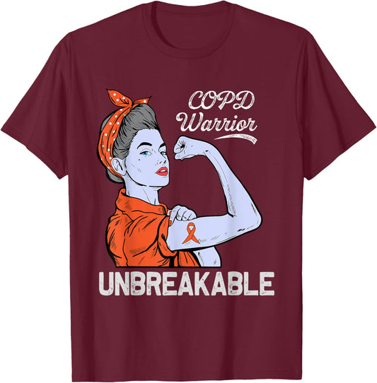 COPD Warrior Chronic Obstructive Pulmonary Disease Awareness T-Shirt - T-Shirt | Maroon