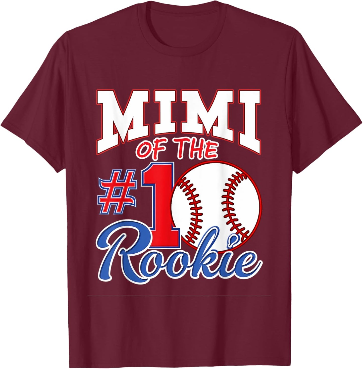 Retro Grandma Mimi Of The Number 1 Rookie Baseball T-Shirt - T-Shirt | Maroon