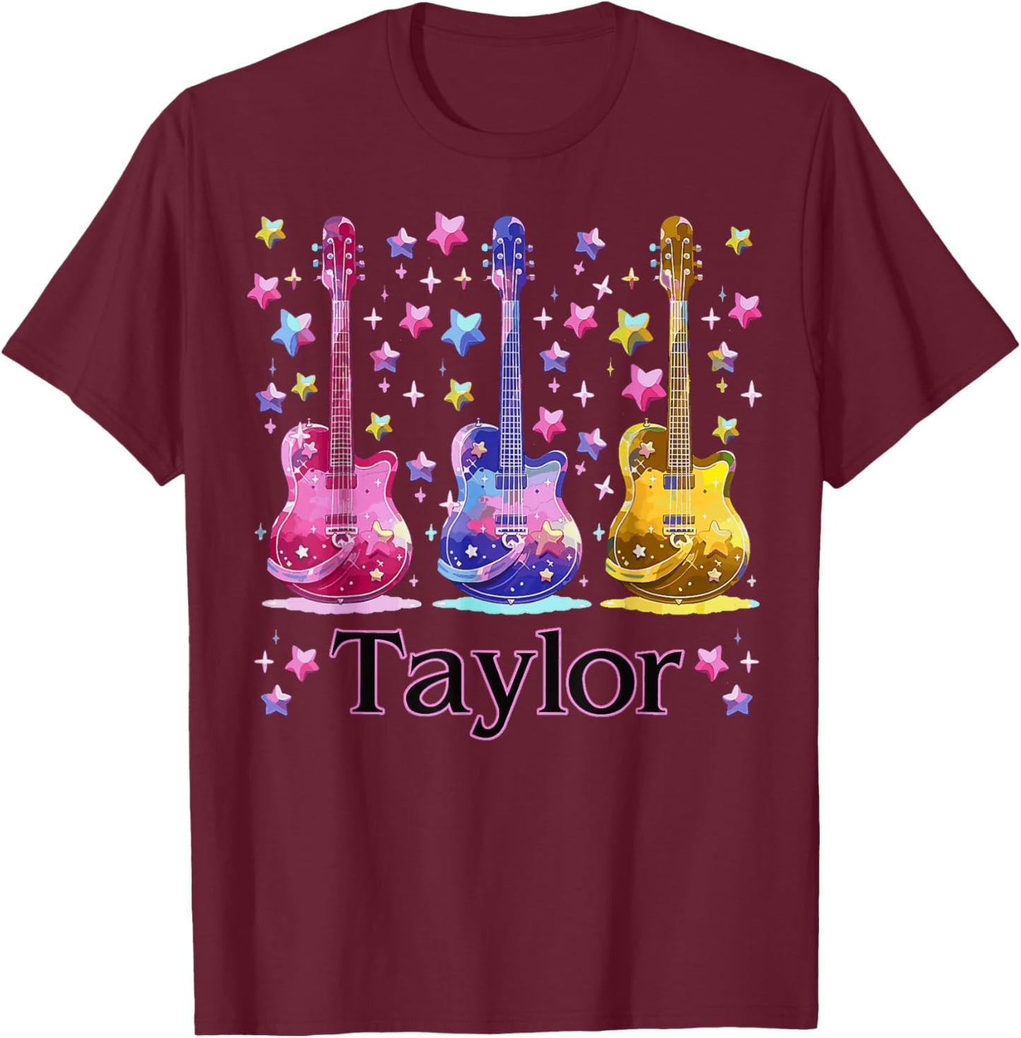 Girl Retro Taylor First Name Personalized Groovy 80'S T-Shirt - T-Shirt | Maroon