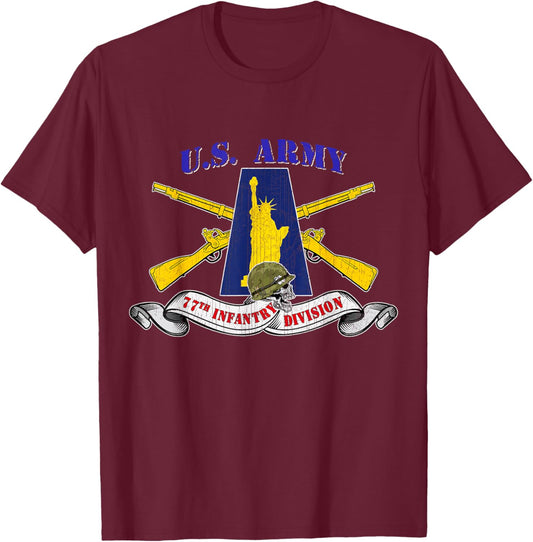 77th Infantry Division 77th ID Veteran Vintage Gifts T-Shirt - T-Shirt | Maroon