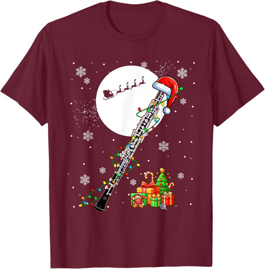 Santa Oboe Christmas Instrumentalist Lover Player Team T-Shirt - T-Shirt | Maroon