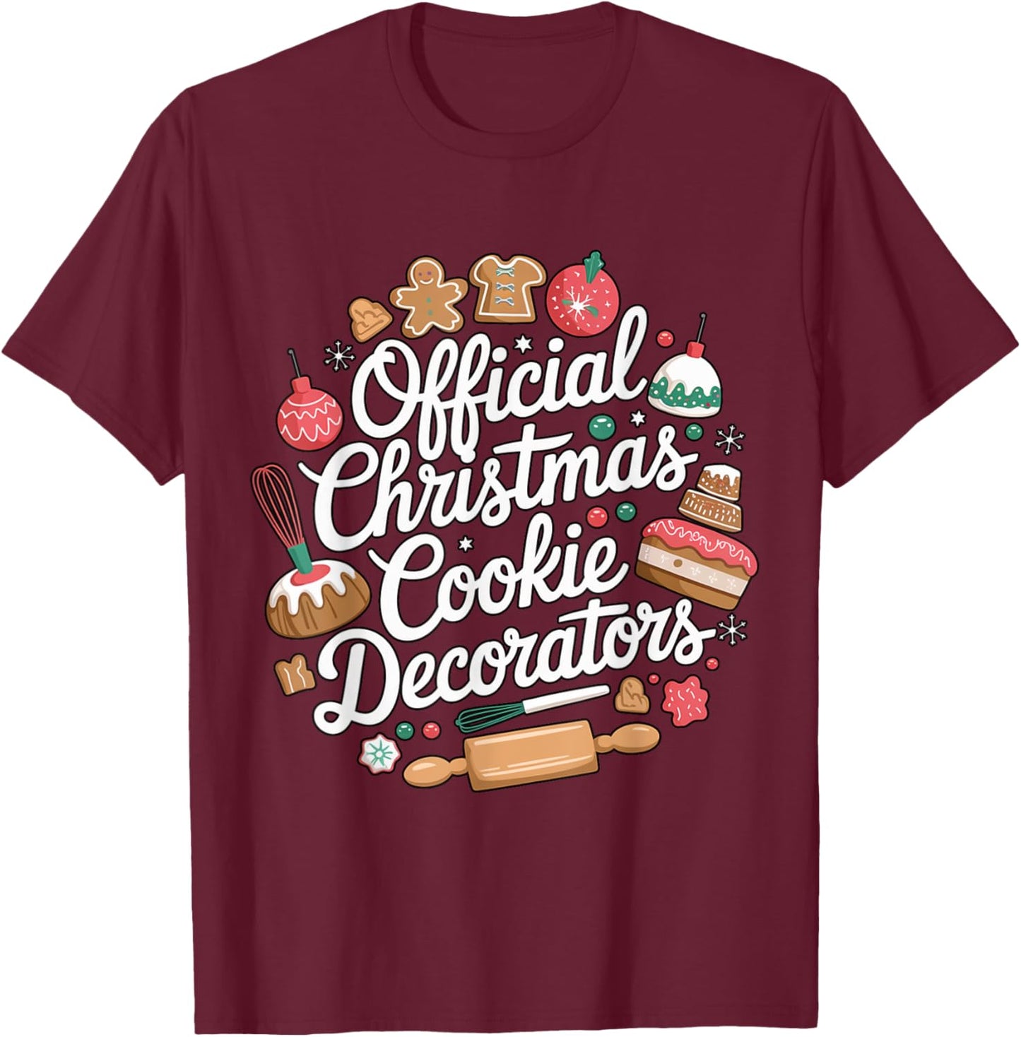 Funny Christmas Cookie Decorating Family Merry Xmas Party T-Shirt - T-Shirt | Maroon