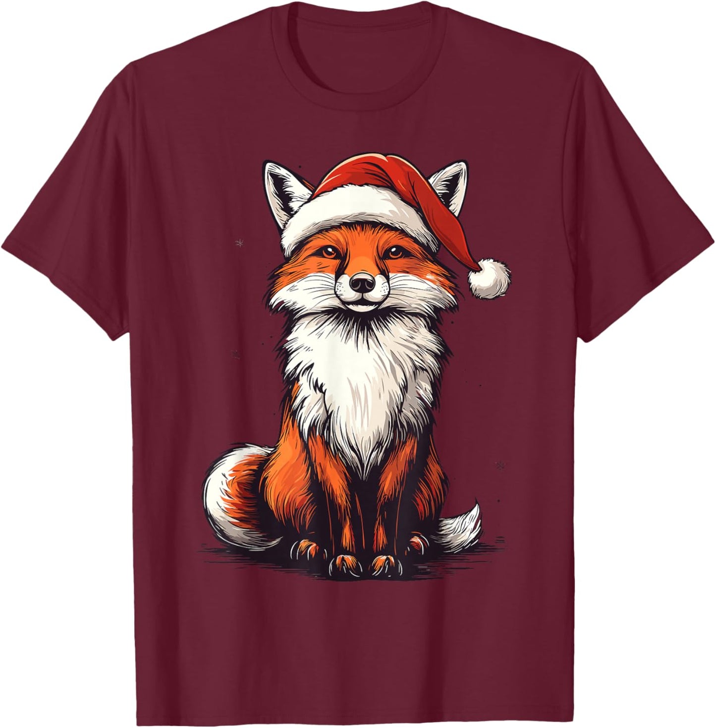 Fox Santa Hat Xmas Fox Lover Christmas Pajama Men Women Kids T-Shirt - T-Shirt | Maroon
