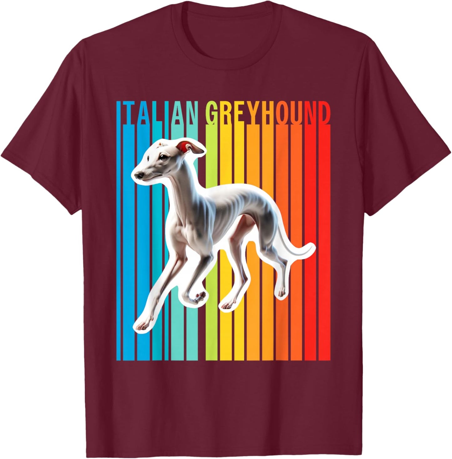 Colorful Italian Greyhound T-Shirt - T-Shirt | Maroon