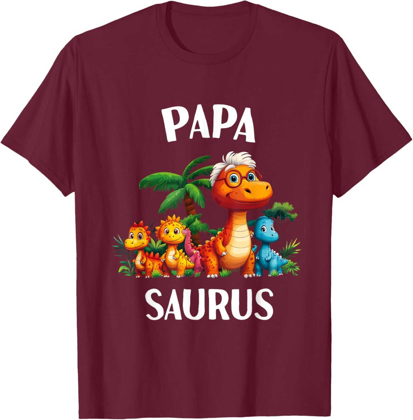 Papasaurus Papa Saurus Dinosaur Grandpa Matching Family Men T-Shirt - T-Shirt | Maroon