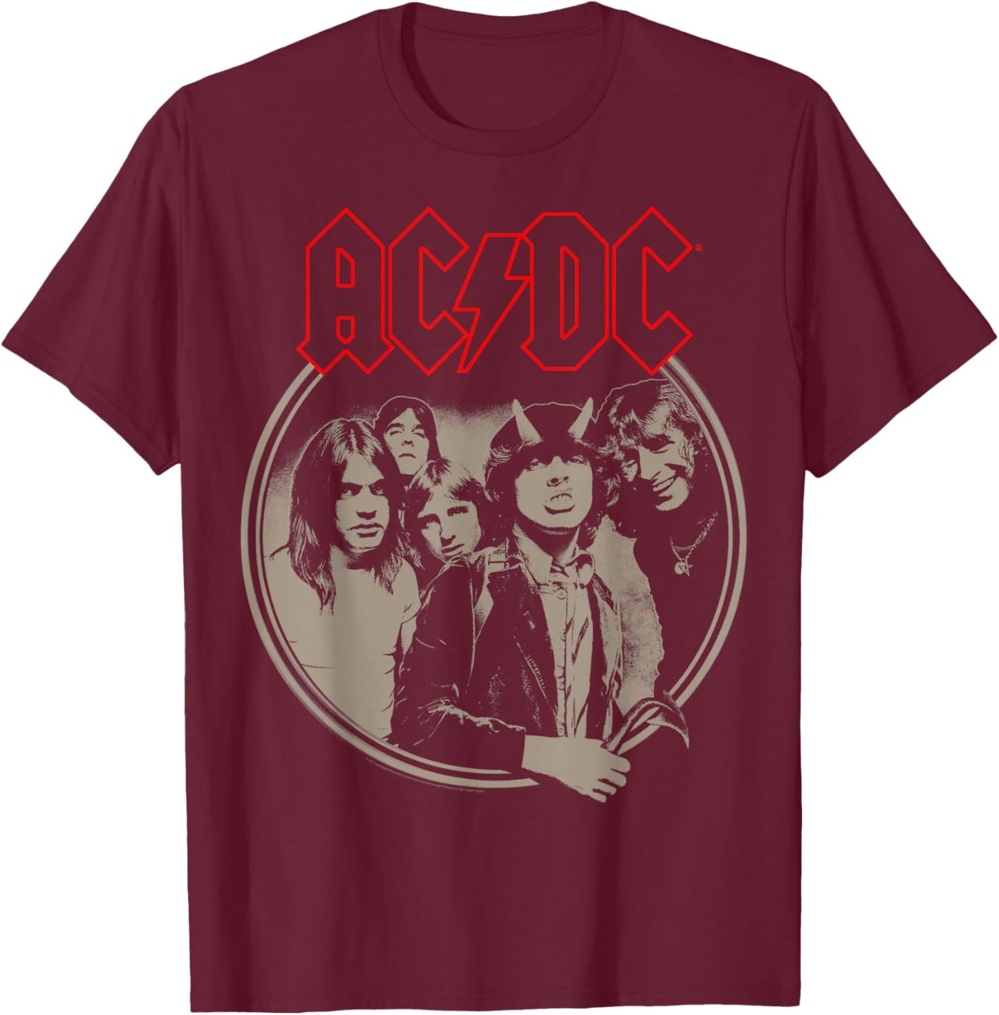 AC/DC - Framed - -Adults & Kids - Black - Small - Short Sleeve - Classic Fit - Rock Music Fans T-Shirt - T-Shirt | Maroon