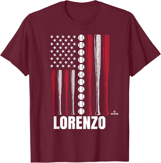 Baseball American Flag Lorenzo Cedrola Prospect Baseball Fan T-Shirt - T-Shirt | Maroon