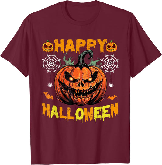 Funny Halloween Trick Or Treat Pumpkin Happy Halloween 2025 T-Shirt - T-Shirt | Maroon