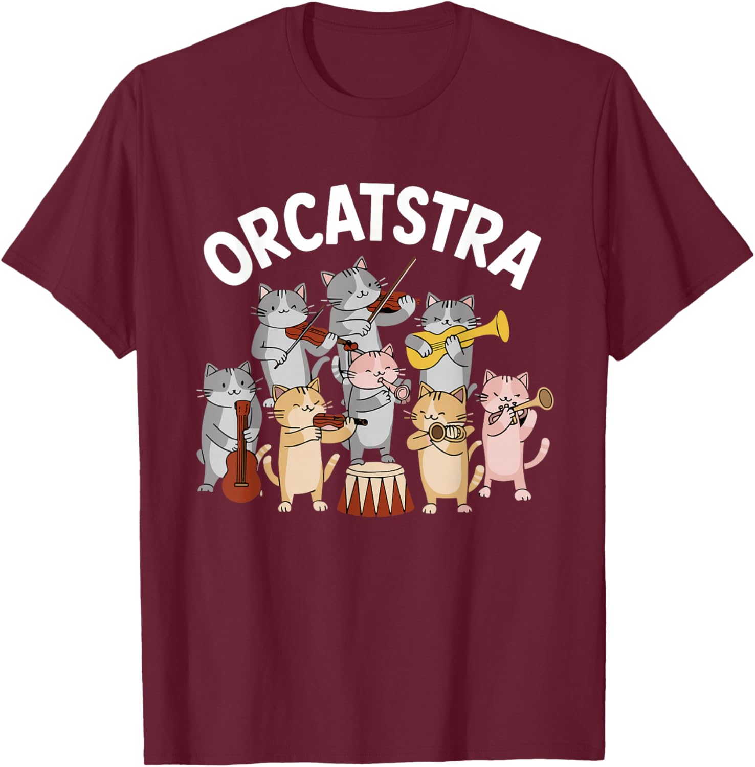 Orcatstra Cat Orchestra Funny Meme Internet Memes Cat Lover T-Shirt - T-Shirt | Maroon