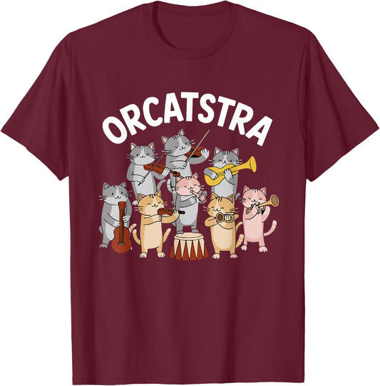 Orcatstra Cat Orchestra Funny Meme Internet Memes Cat Lover T-Shirt - T-Shirt | Maroon