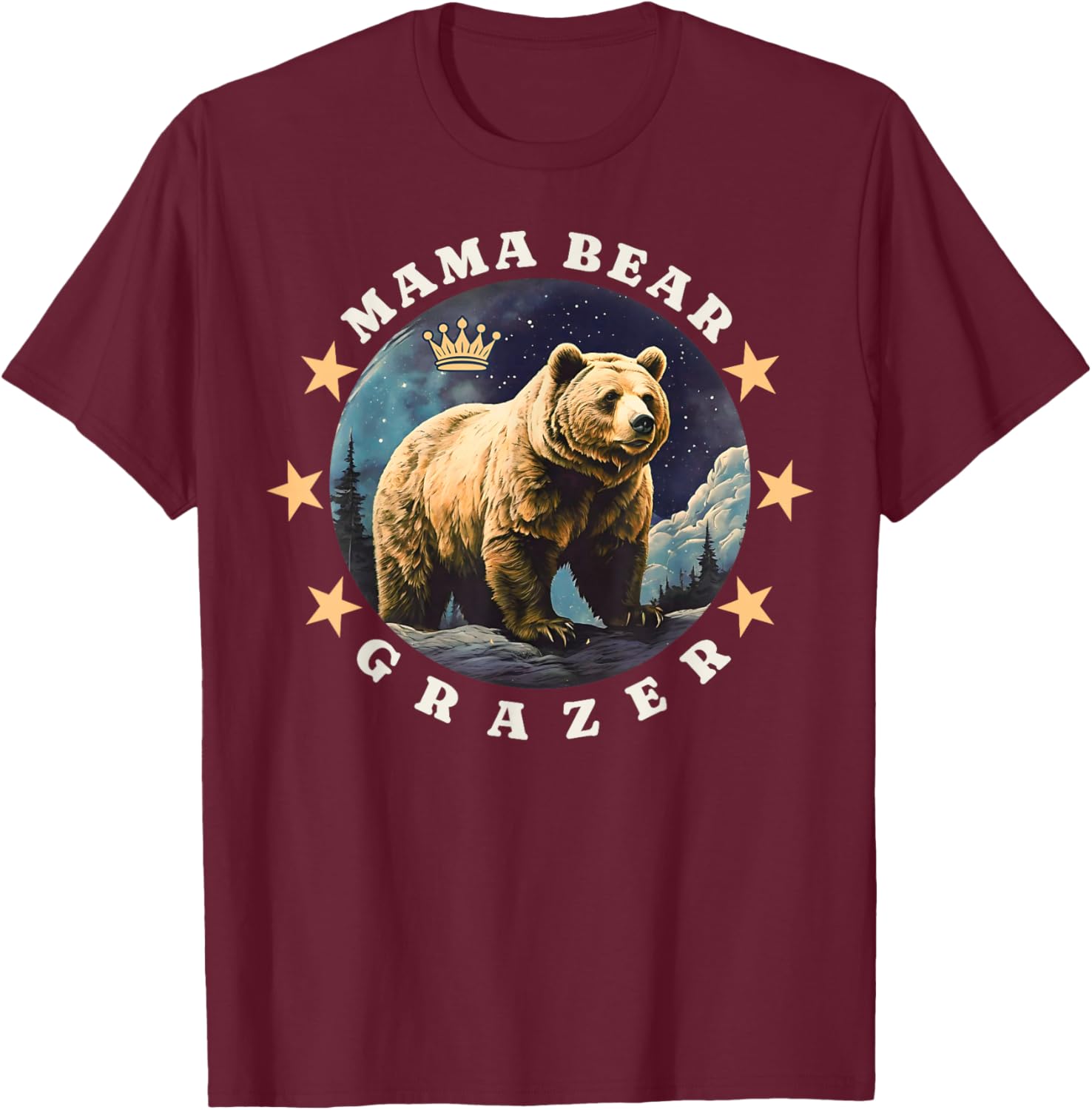 Mama Bear Grazer T-Shirt - T-Shirt | Maroon