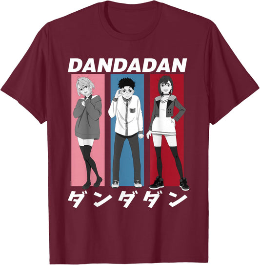 Dan Da Dan Momo Okarun Aira Colored Frames Anime T-Shirt - T-Shirt | Maroon