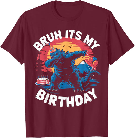 Kaiju Birthday Party Japan Monster Bday Dinosuar Decorations T-Shirt - T-Shirt | Maroon