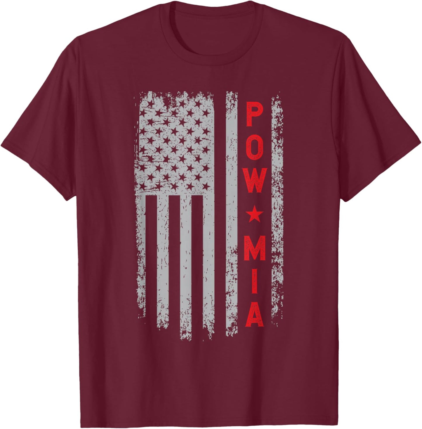 Pow Mia USA Flag You are not forgotten - Veterans Day T-Shirt - T-Shirt | Maroon