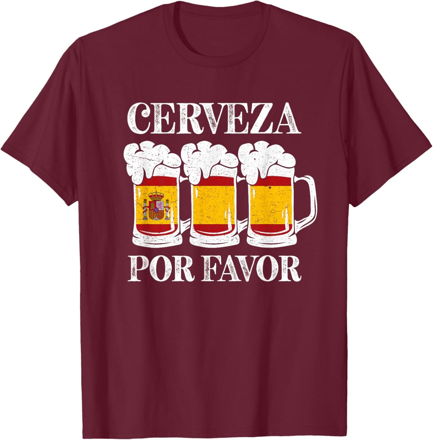 Cerveza Por Favor Funny Spain Party Spanish Beer Festival T-Shirt - T-Shirt | Maroon
