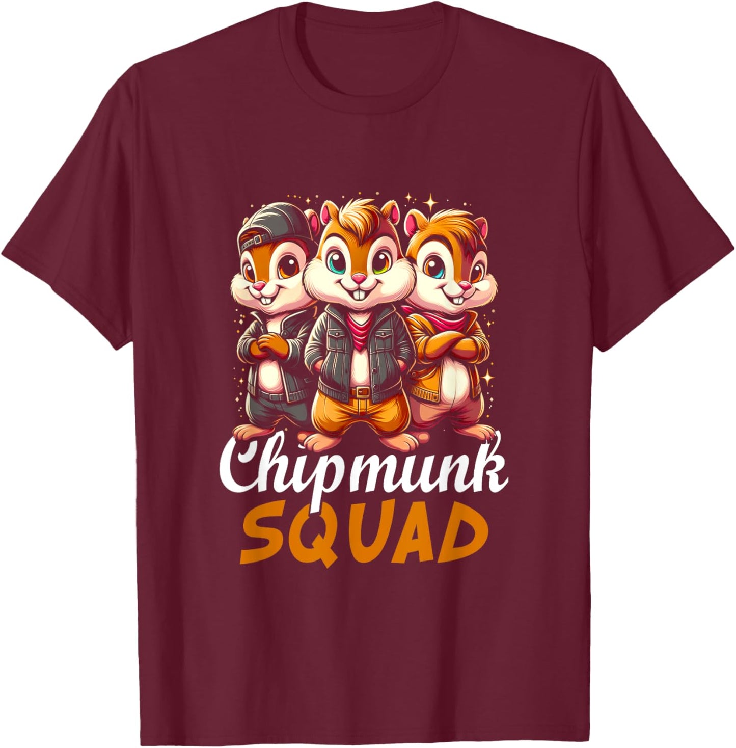Chipmunk Squad For Chipmunk Lover Cartoon Style Character T-Shirt - T-Shirt | Maroon