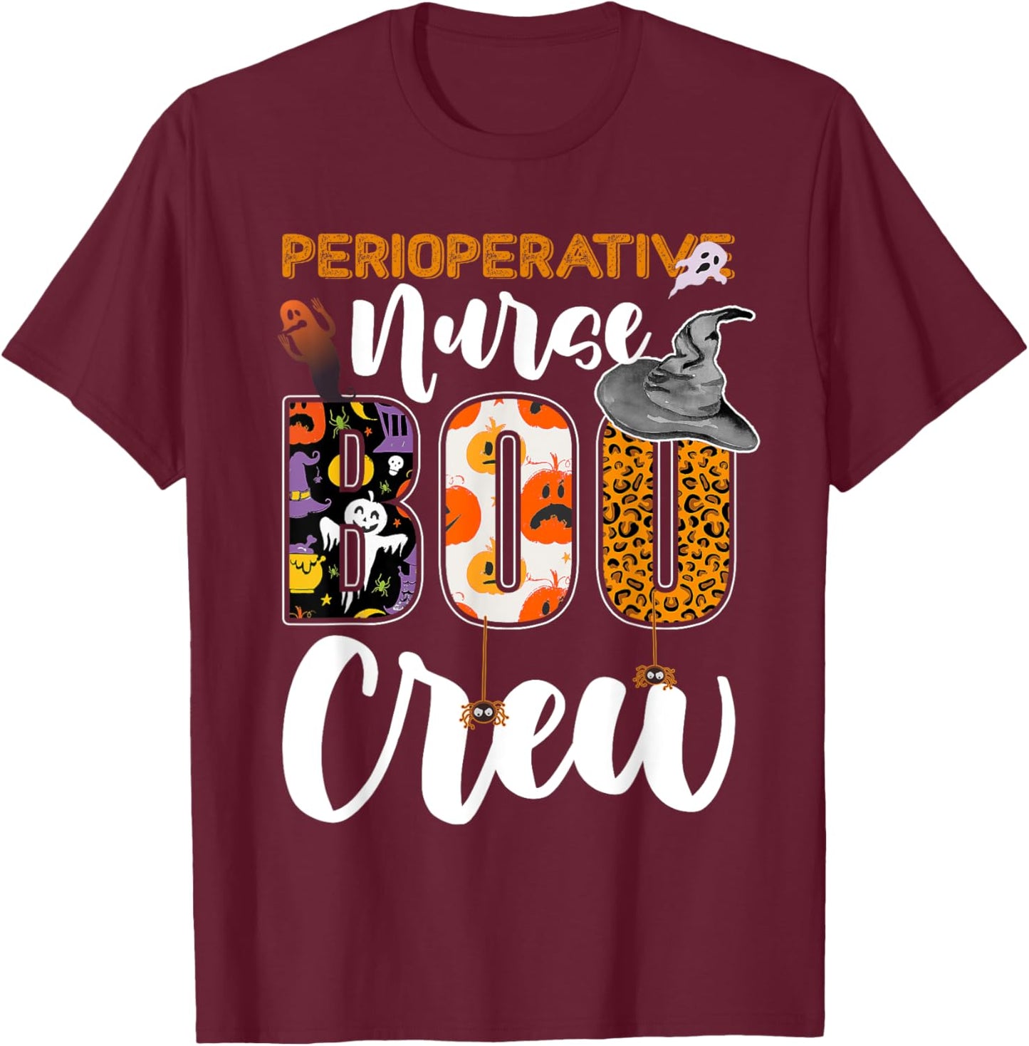 Perioperative Nurse Boo Crew Halloween Matching RN T-Shirt - T-Shirt | Maroon