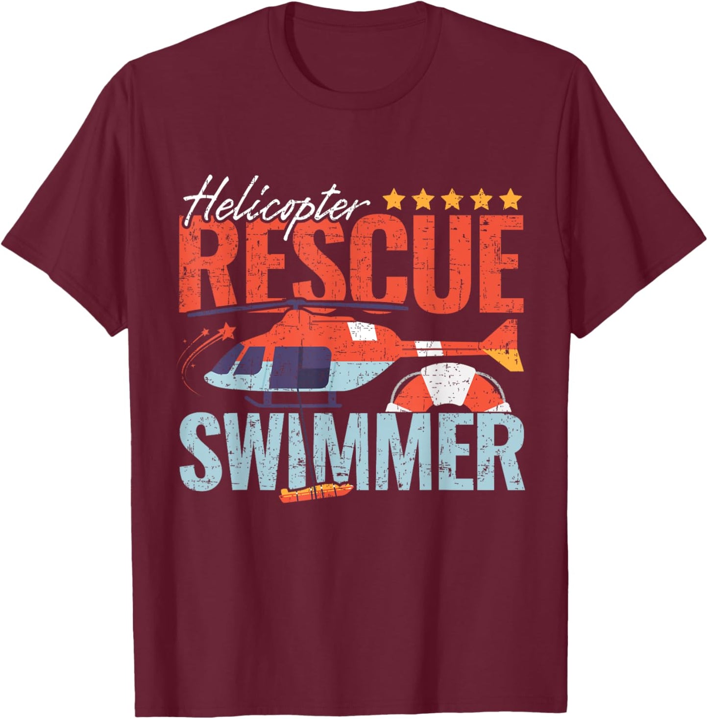 Vintage Helicopter Rescue Swimmer Proud Search and Rescue T-Shirt - T-Shirt | Maroon