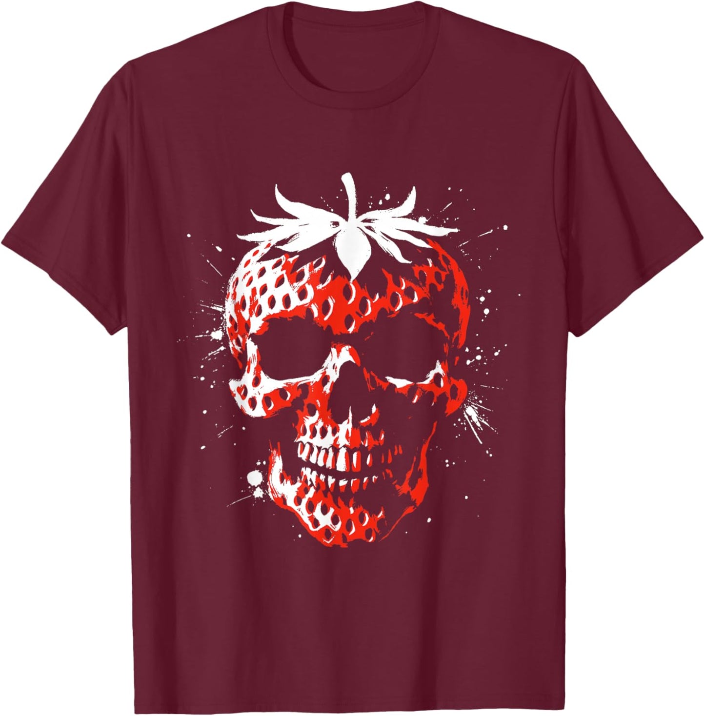 Strawberry Skull - Creepy Skeleton Fruit Halloween Lover T-Shirt - T-Shirt | Maroon