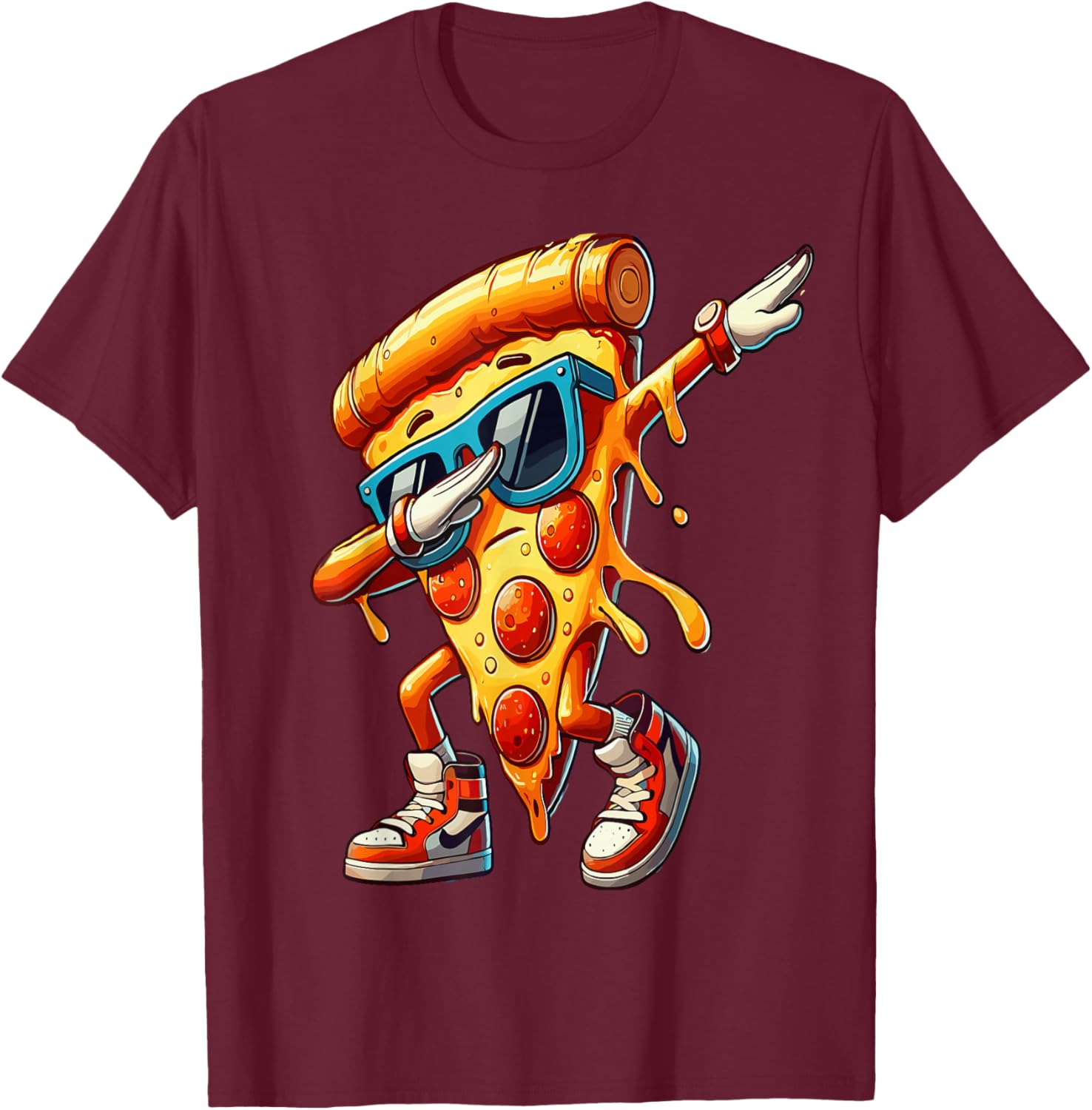Dabbing Pizza Slice Fun for Food Lovers T-Shirt - T-Shirt | Maroon