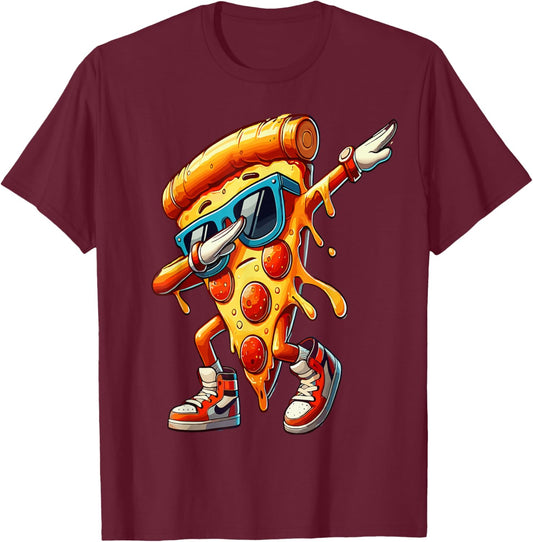 Dabbing Pizza Slice Fun for Food Lovers T-Shirt - T-Shirt | Maroon