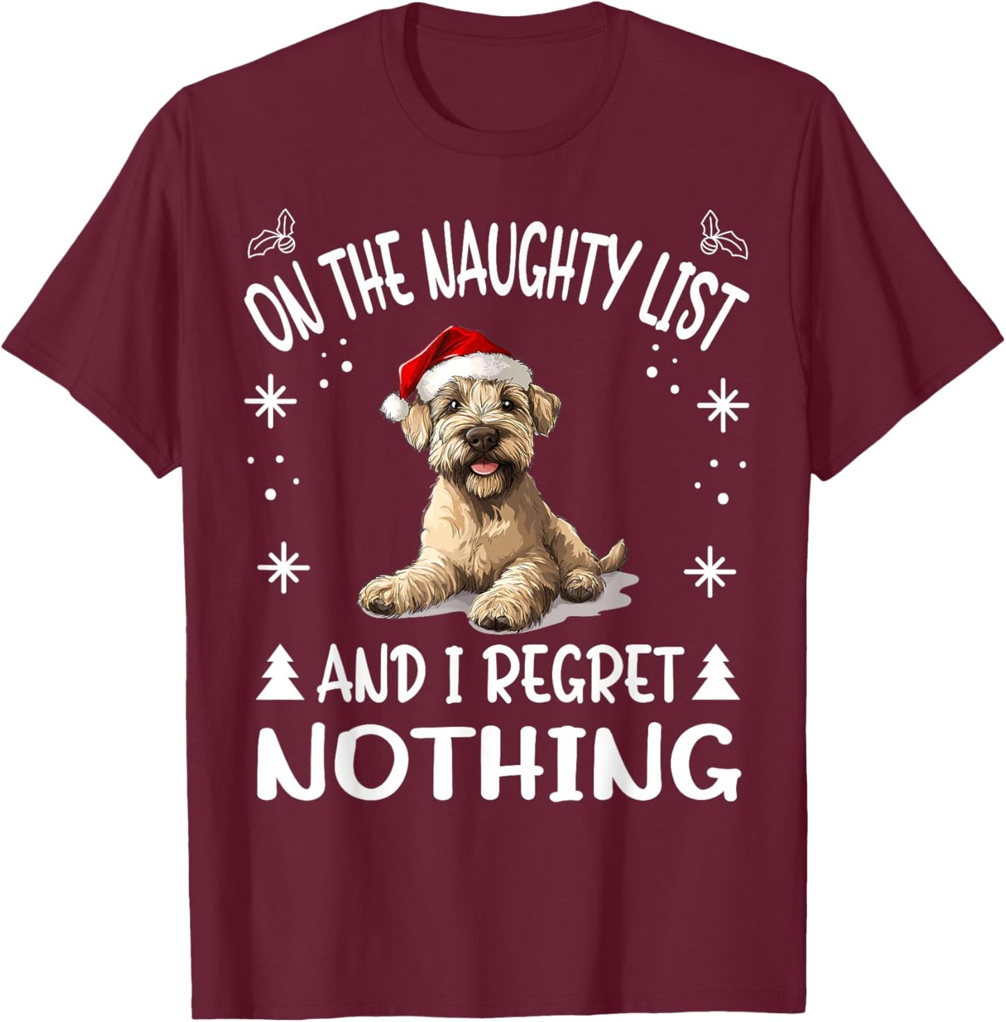 Cute Soft Coated Wheaten Terrier Dog Christmas On The T-Shirt - T-Shirt | Maroon
