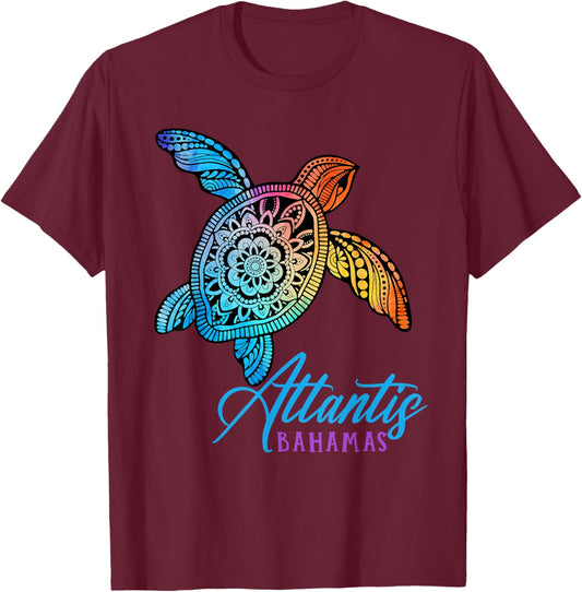 Atlantis Bahamas Atlantis Tribal Tie Dye Sea Turtle T-Shirt - T-Shirt | Maroon