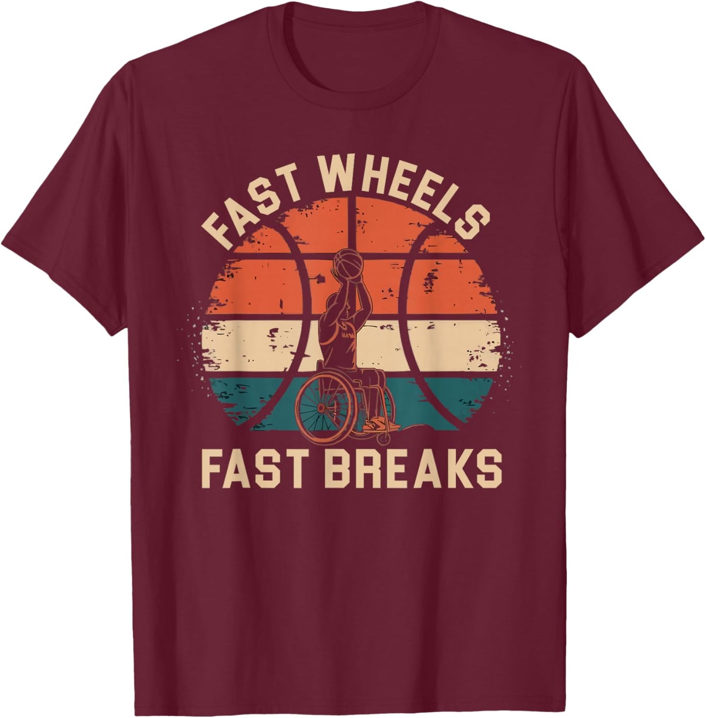 Wheelchair Basketball Player Disabled Disability Handicap T-Shirt - T-Shirt | Maroon