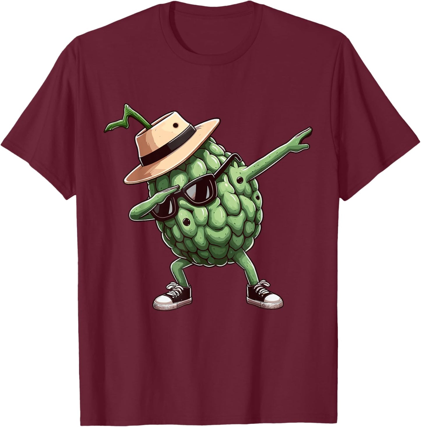 Cherimoya Dabbing Dance Sunglasses Fruit Lovers T-Shirt - T-Shirt | Maroon