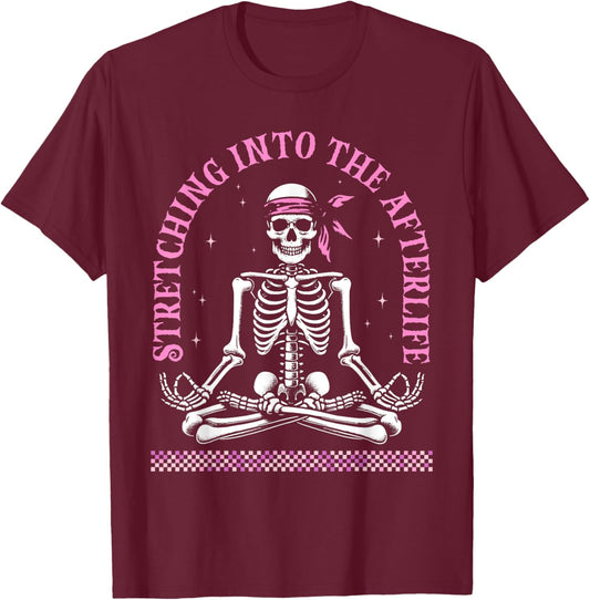 Yoga Skeletons Namaste Funny Meditation Halloween Men Women T-Shirt - T-Shirt | Maroon