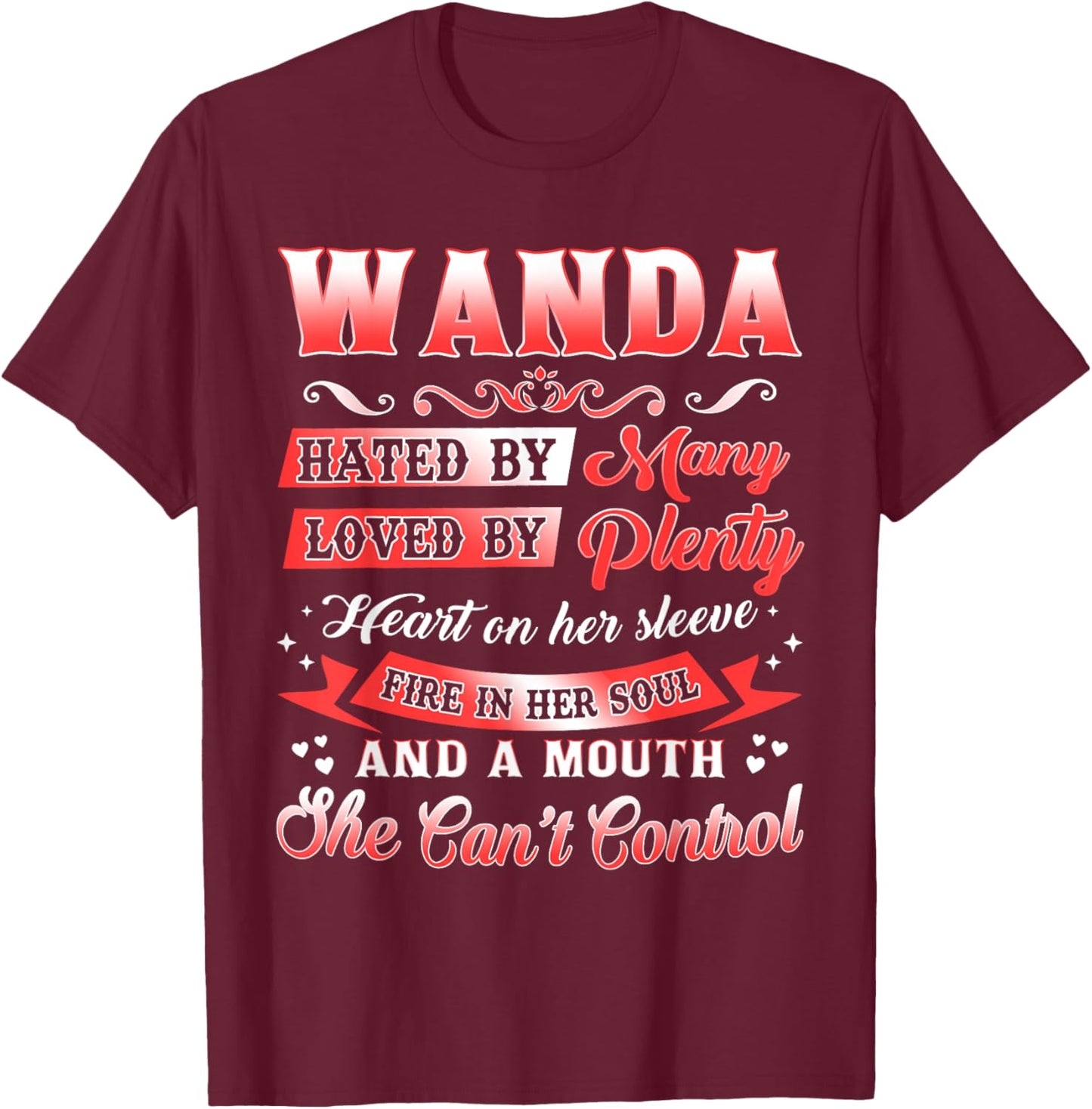 Wanda Name Shirt Personalized Wanda First Name T-Shirt - T-Shirt | Maroon