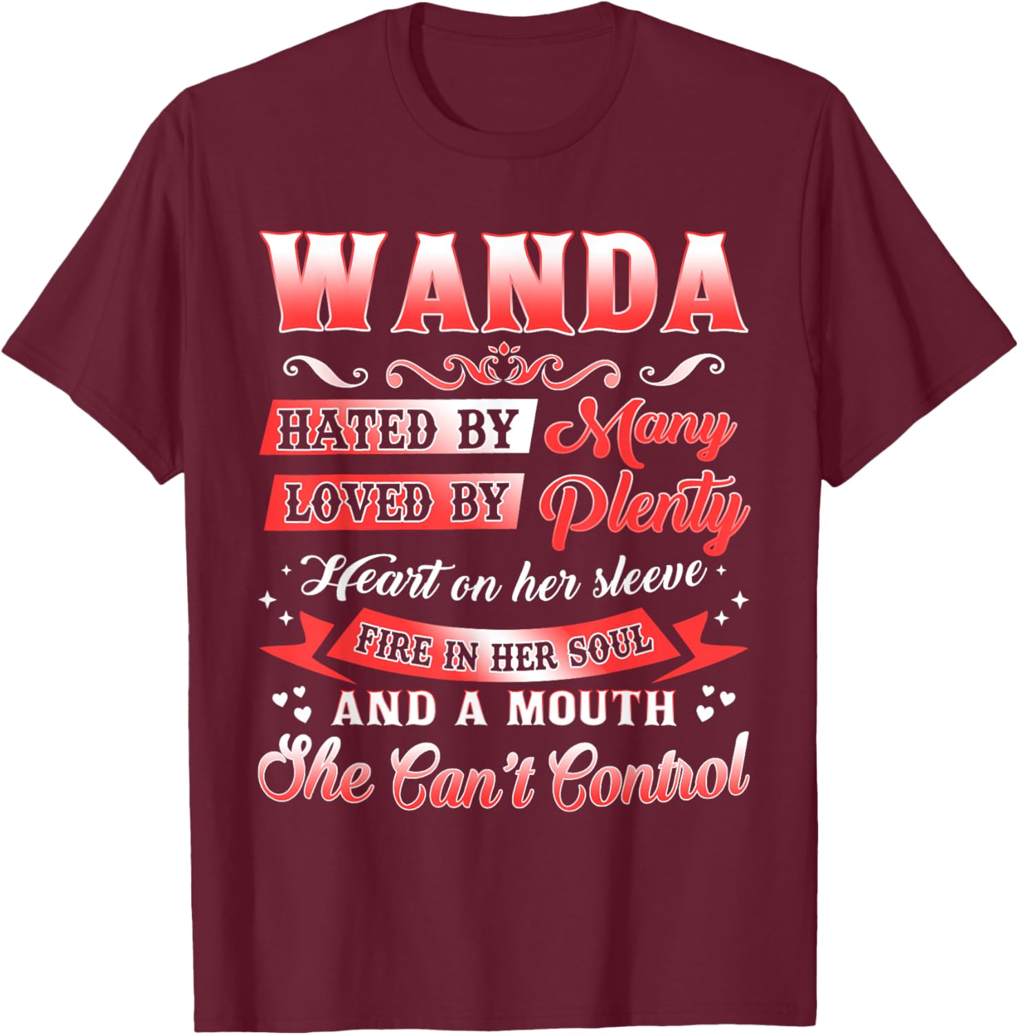 Wanda Name Shirt Personalized Wanda First Name T-Shirt - T-Shirt | Maroon
