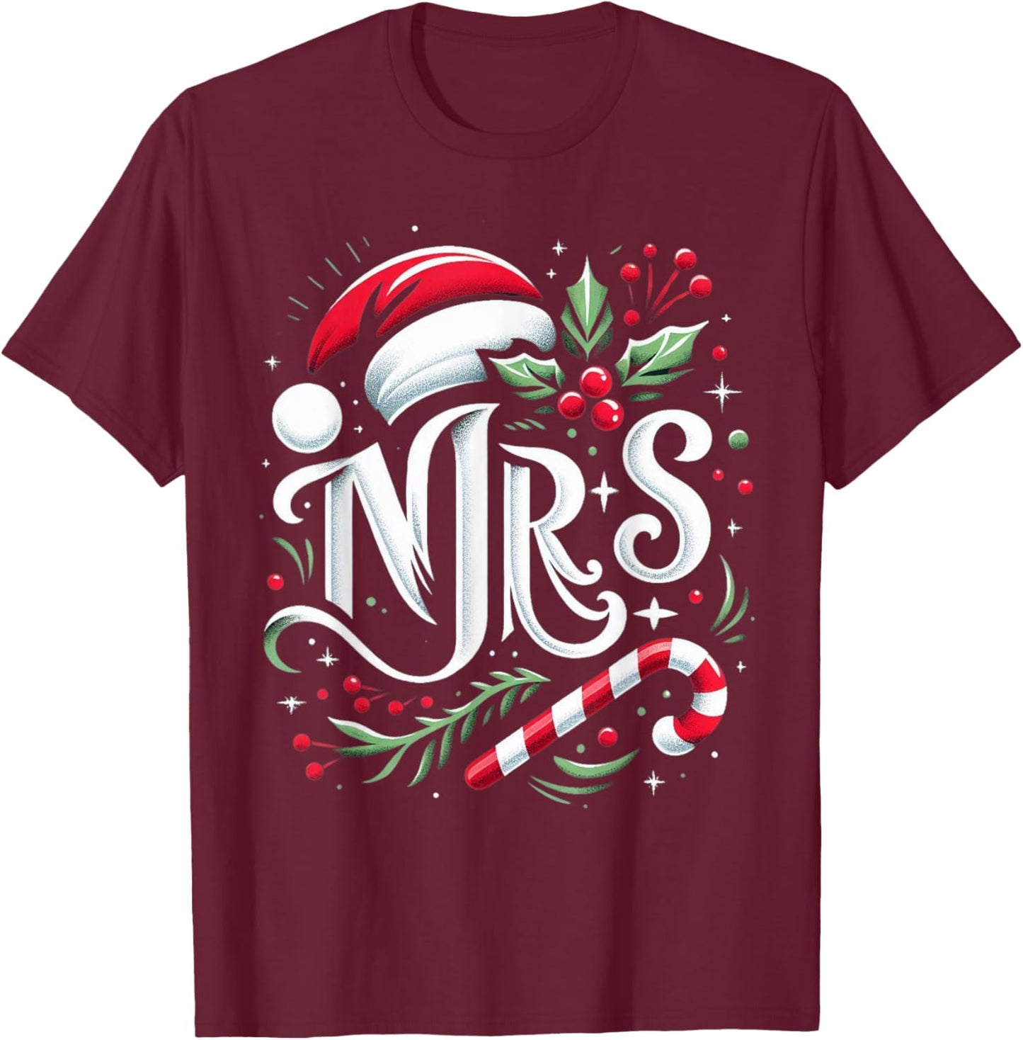 Mrs And Mr Santa Couples Matching Christmas Husband Wife T-Shirt - T-Shirt | Maroon