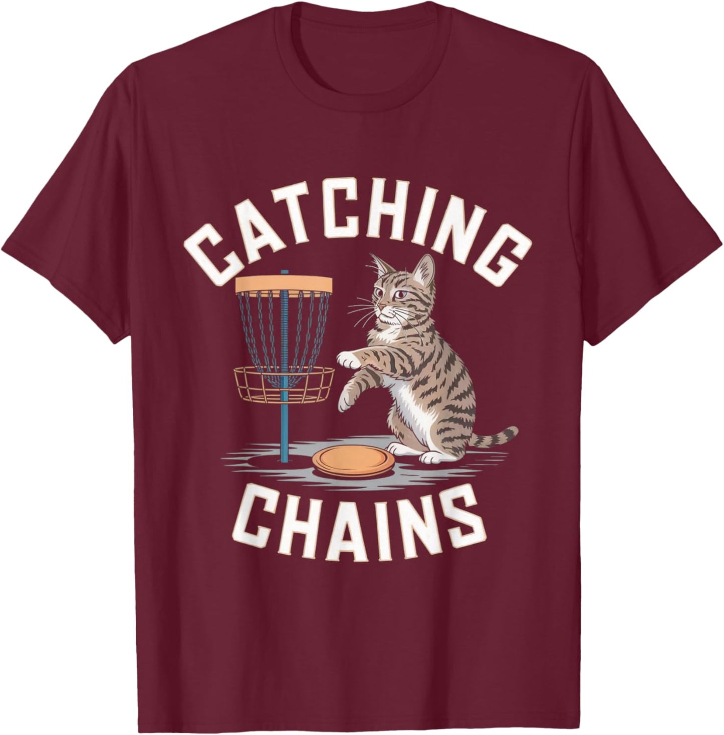Funny Disc Golf Cat Lover Men Women Disc Golf Player Golfer T-Shirt - T-Shirt | Maroon