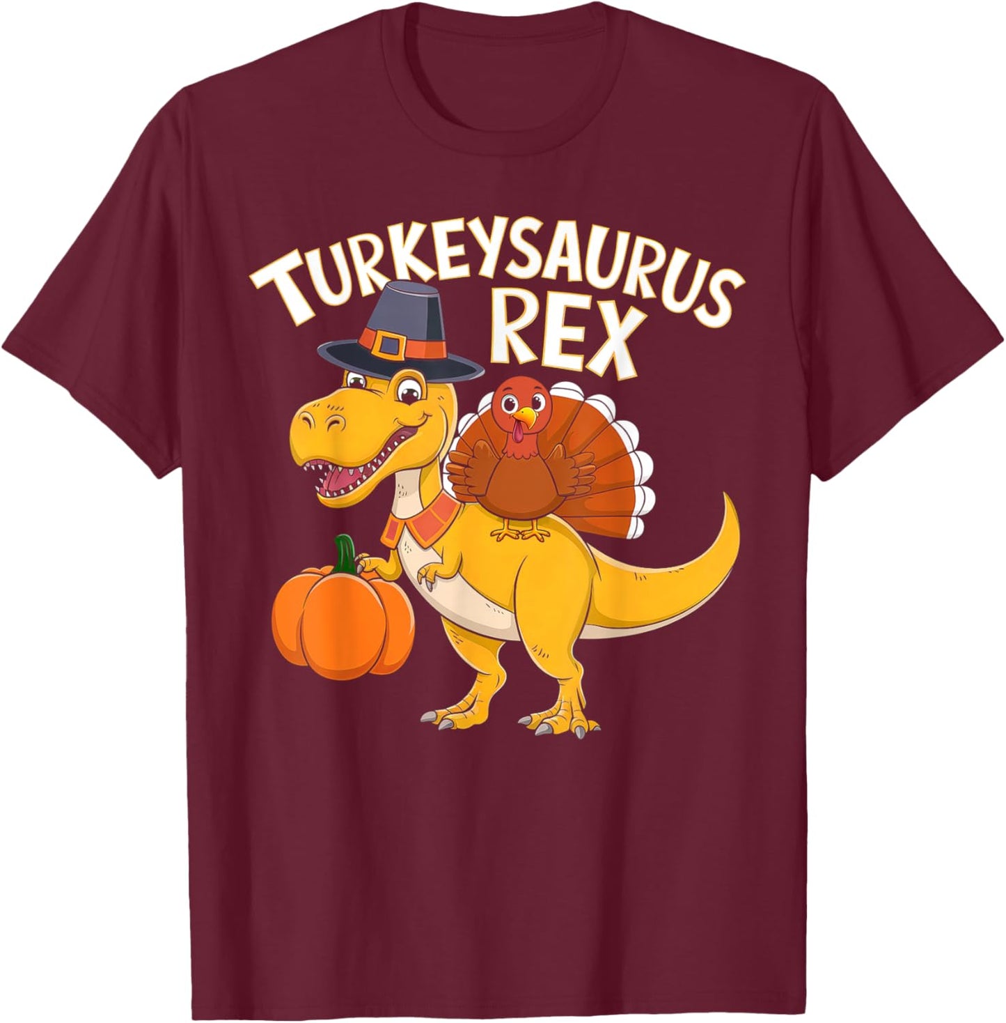 Kids Thanksgiving Shirts For Boys Toddler Turkeysaurus Rex T-Shirt - T-Shirt | Maroon