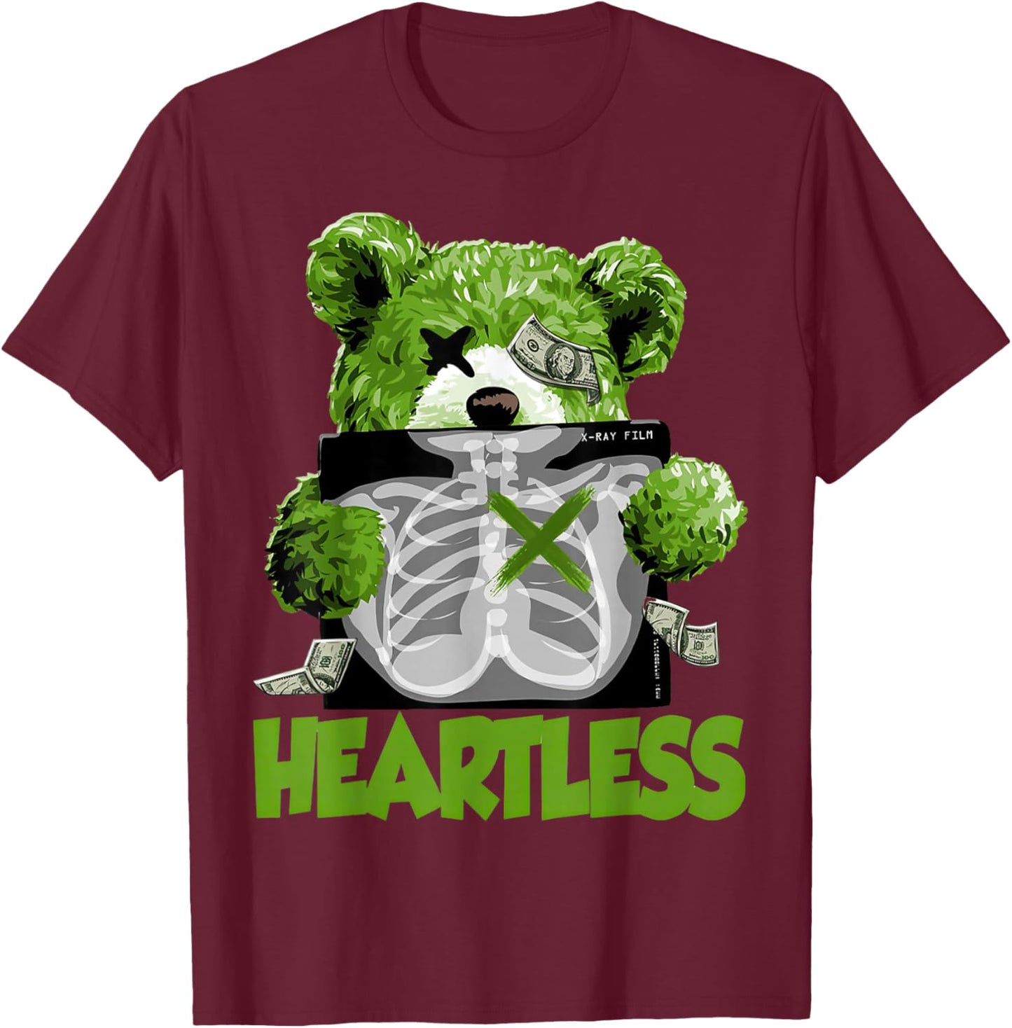Chlorophyll Green White Color Match T-Shirt - T-Shirt | Maroon